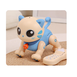 اسباب بازی ربات گربه موزیکال کنترلی آبی Robot Cat Toy for Kids, Remote Control Kitty Toys_اسباب بازی ربات